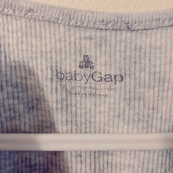 Vintage Baby Gap Light Grey Ribbed Sleeveless Onesie Whale Design 100% Cotton - Picture 4 of 5
